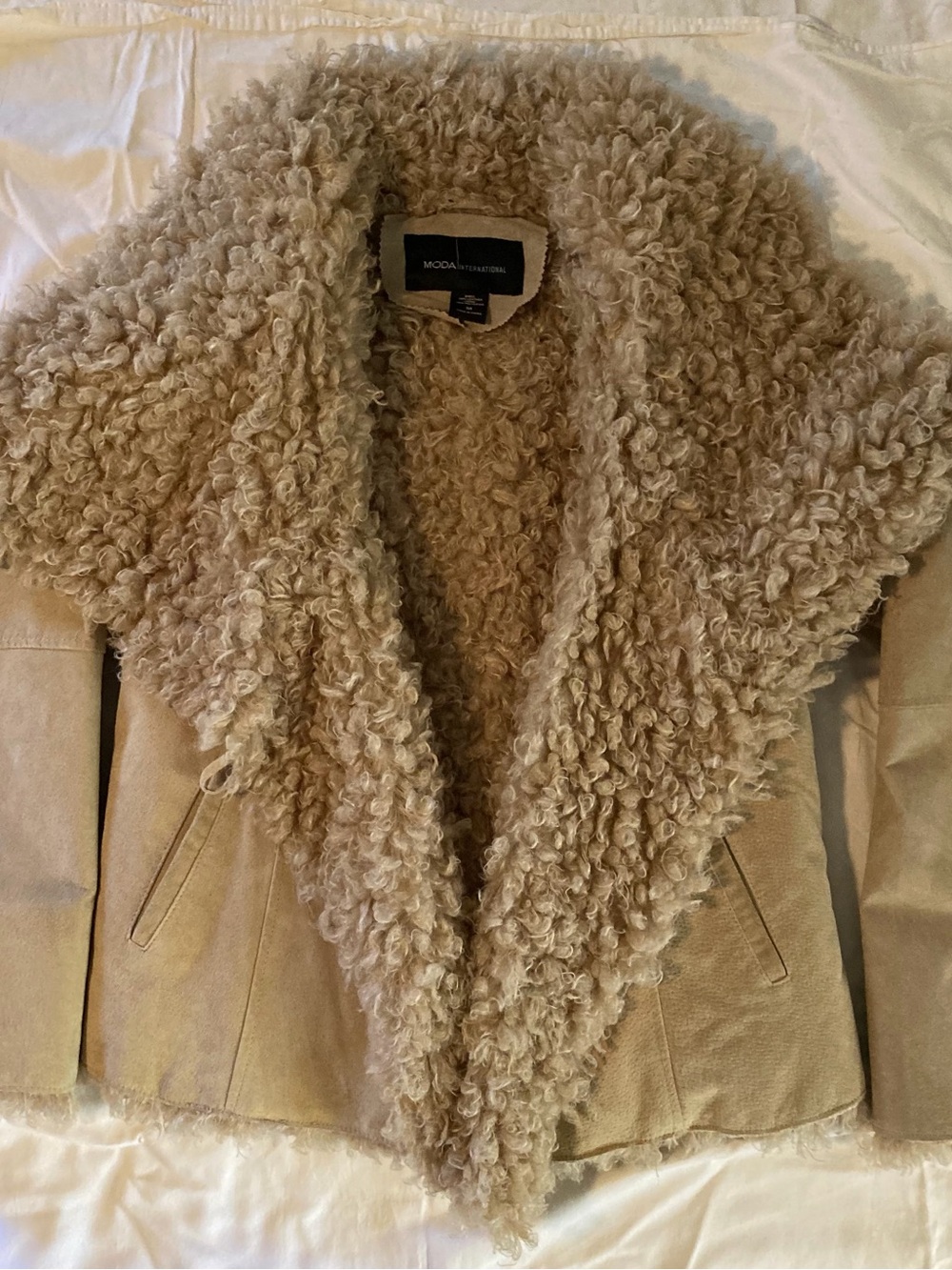 Moda International Cream Faux Shearling Teddy Jacket